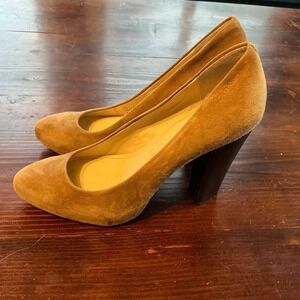 Calvin‎ Klein Elita Heel Pumps Womens 9M Brown Suede Leather Pointed Toe E3842